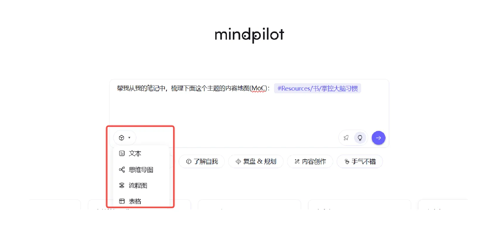 reminds-mindpilot-选择输出格式